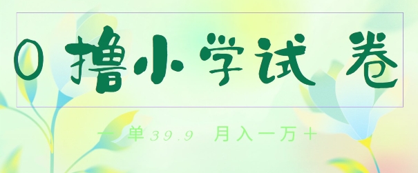 全网独家蓝海冷门项目，0撸小学试卷，一单39.9.小白可做，简单无脑月入一万的好项目-创业项目网