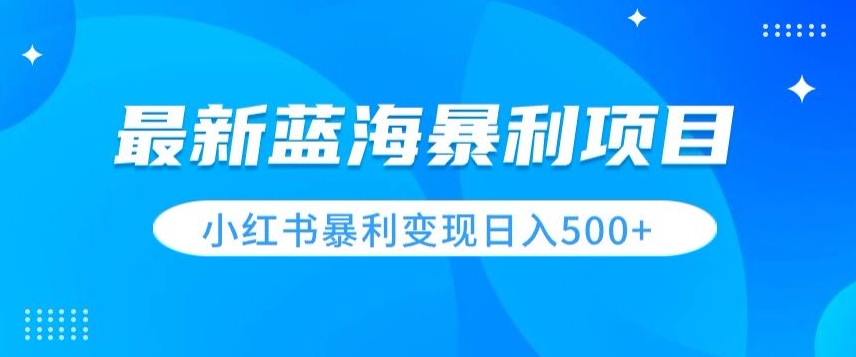 最新暴利蓝海项目，小红书图文变现，轻松实现日收益500+-创业项目网