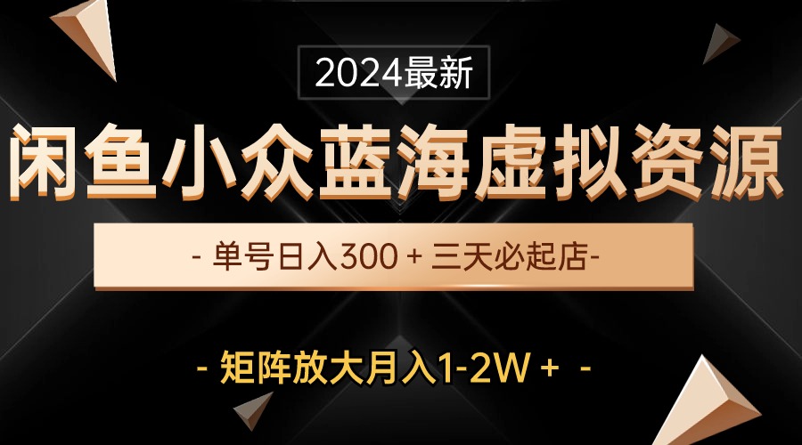 最新闲鱼小众蓝海虚拟资源，单号日入300＋，三天必起店，矩阵放大月入1-2W-创业项目网