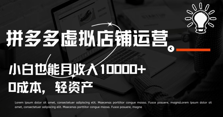 拼多多虚拟店铺运营，小白也能月收入10000+-创业项目网