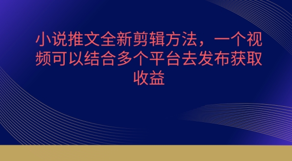 小说推文全新剪辑方法，一个视频可以结合多个平台去发布获取-创业项目网