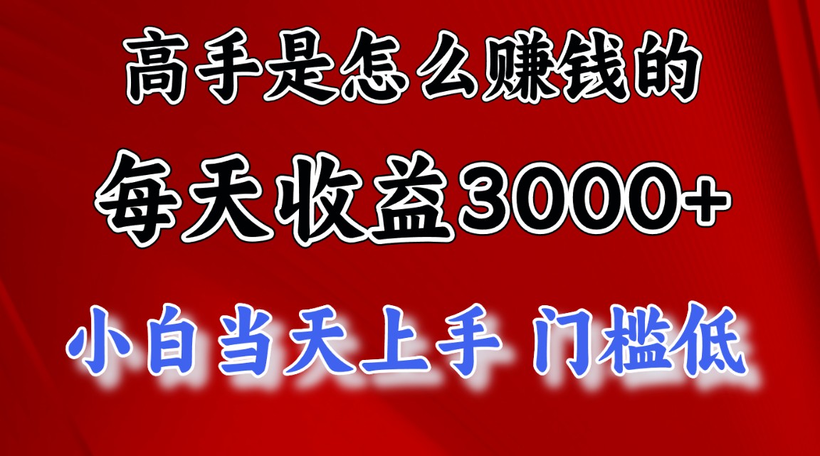 高手是怎么赚钱的，一天收益3000+ 这是穷人逆风翻盘的一个项目，非常稳定-创业项目网