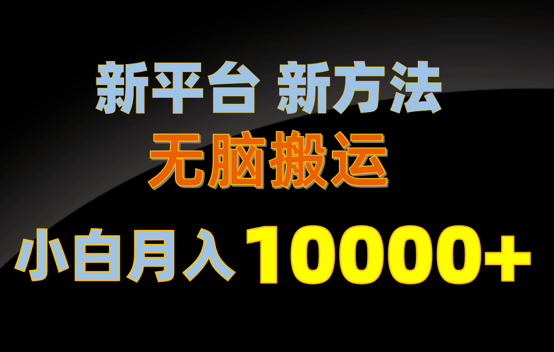 新平台新方法，无脑搬运，月赚10000+，小白轻松上手不动脑-创业项目网