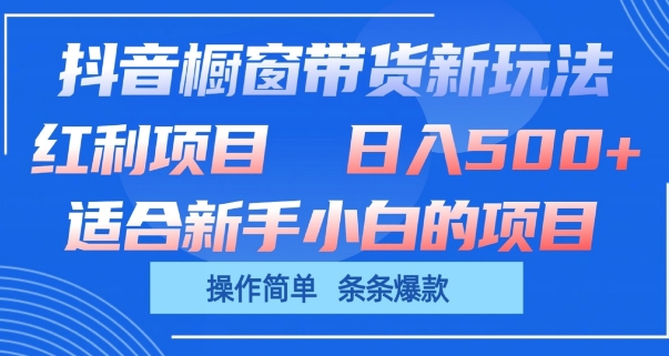 抖音橱窗带货新玩法，单日收益几张，操作简单，条条爆款-创业项目网