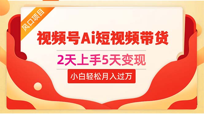 2天上手5天变现，视频号Ai短视频带货，0粉丝0基础，小白轻松月入过万-创业项目网