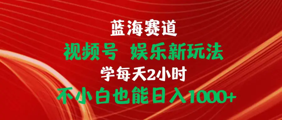 蓝海赛道视频号 娱乐新玩法每天2小时小白也能日入1000+-创业项目网