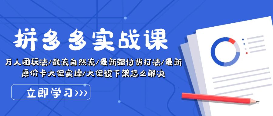 拼多多实战课：万人团玩法/截流自然流/最新强付费打法/最新原价卡大促实操/大促被下架怎么解决-创业项目网