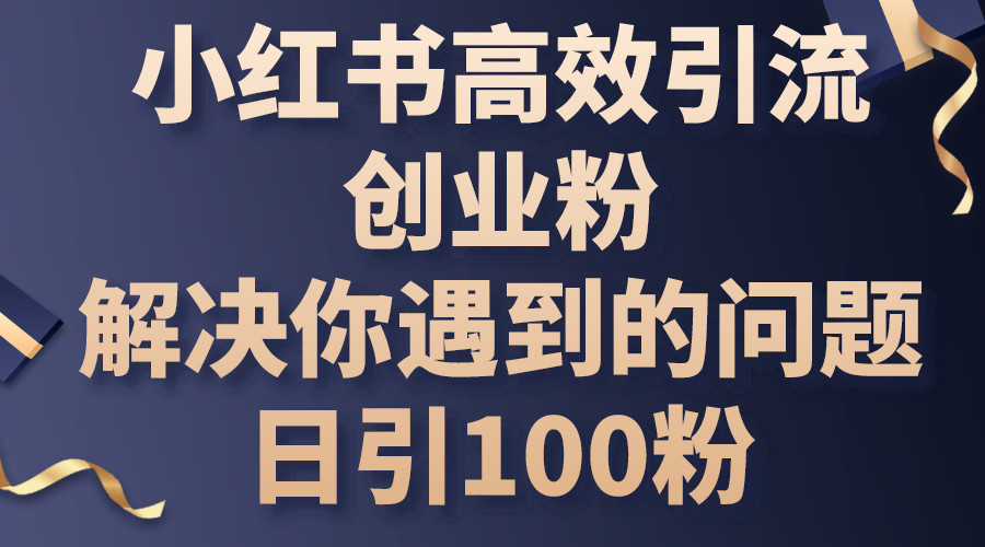 小红书高效引流创业粉，解决你遇到的问题，日引100粉-创业项目网