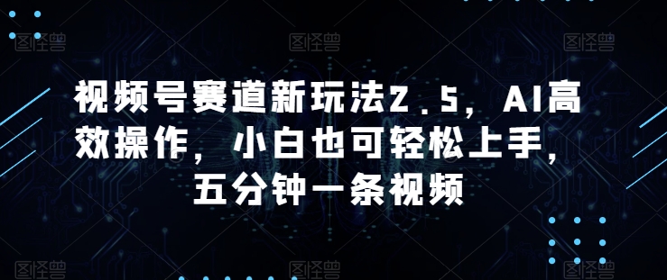 视频号赛道新玩法2.5，AI高效操作，小白也可轻松上手，五分钟一条视频-创业项目网