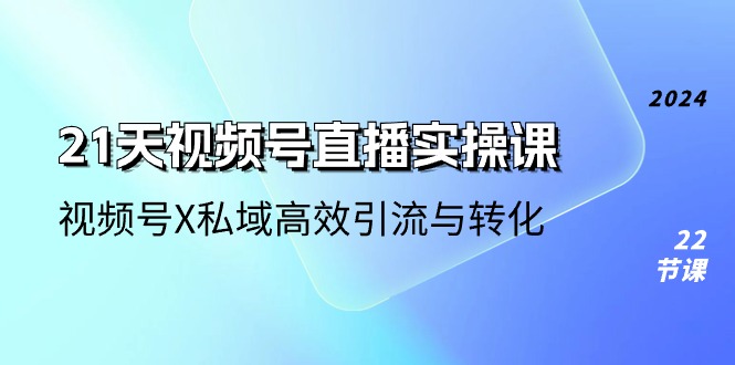 21天视频号直播实操课，视频号X私域高效引流与转化-创业项目网