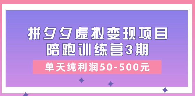 某收费培训《拼夕夕虚拟变现项目陪跑训练营3期》单天纯利润50-500元-创业项目网