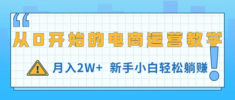 从0开始的电商运营教学，月入2W+，新手小白轻松躺赚-创业项目网