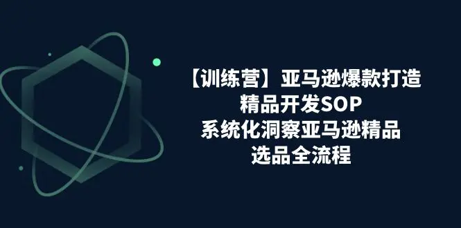 【训练营】亚马逊爆款打造之精品开发SOP，系统化洞察亚马逊精品选品全流程-创业项目网