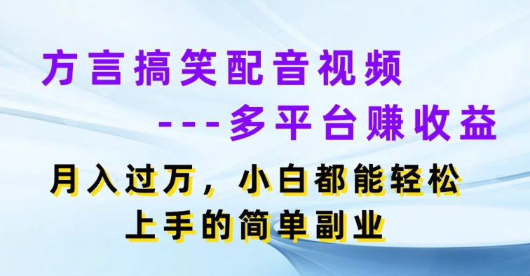 方言搞笑配音视频多平台赚收益，月入过w，小白都能轻松上手的简单副业-创业项目网