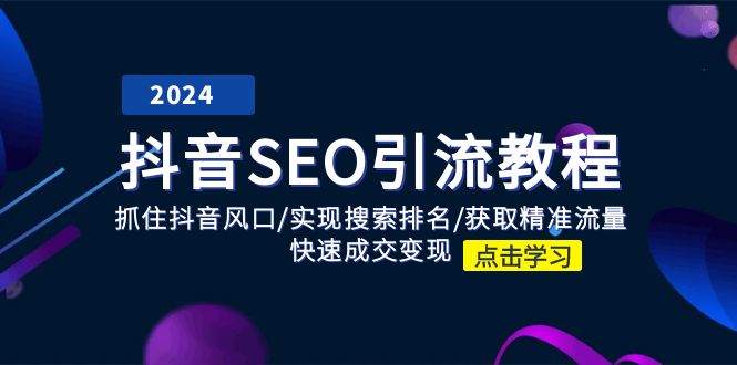 抖音 SEO引流教程：抓住抖音风口/实现搜索排名/获取精准流量/快速成交变现-创业项目网