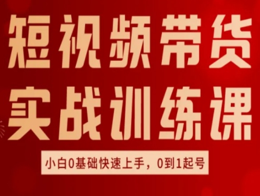 短视频带货实战训练课，好物分享实操，小白0基础快速上手，0到1起号-创业项目网