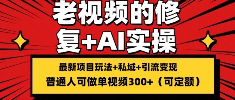 修复老视频的玩法，搬砖+引流的变现(可持久)，单条收益300+-创业项目网