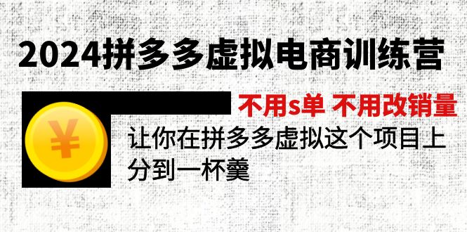 2024拼多多虚拟电商训练营 不用s单 不用改销量 在拼多多虚拟上分到一杯羹-创业项目网