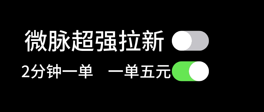 微脉超强拉新， 两分钟1单， 一单利润5块，适合小白-创业项目网