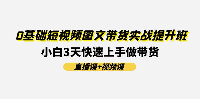 0基础短视频图文带货实战提升班(直播课+视频课)：小白3天快速上手做带货-创业项目网