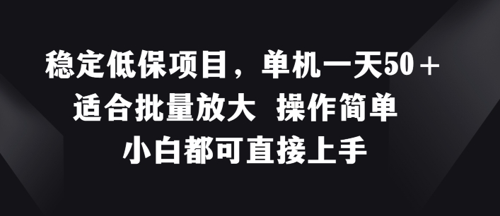 稳定低保项目，单机一天50+适合批量放大 操作简单 小白都可直接上手-创业项目网