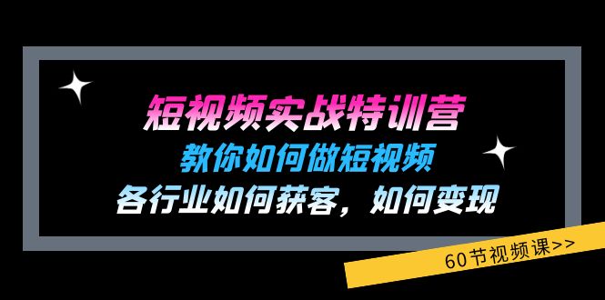 短视频实战特训营：教你如何做短视频，各行业如何获客，如何变现 (60节)-创业项目网