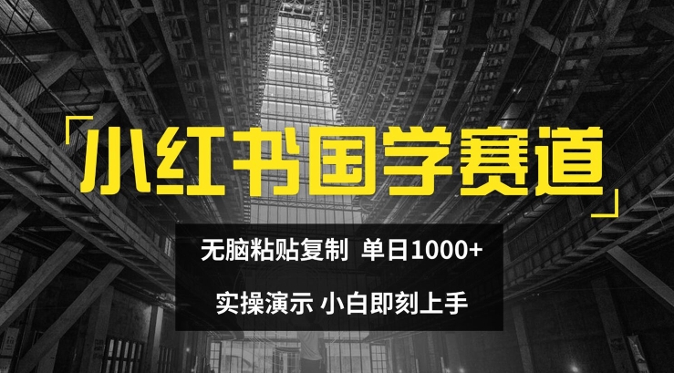 小红书国学赛道，无脑粘贴复制，单日1K，实操演示，小白即刻上手-创业项目网