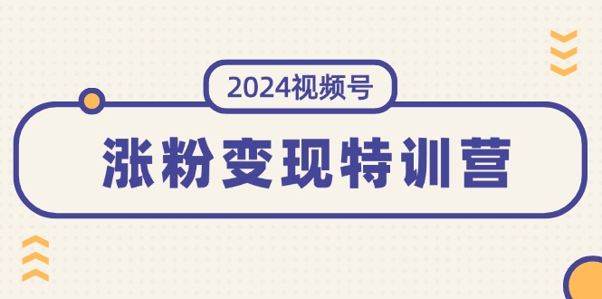 2024视频号-涨粉变现特训营：一站式打造稳定视频号涨粉变现模式（10节）-创业项目网