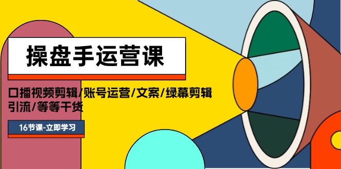 操盘手运营课程：口播视频剪辑/账号运营/文案/绿幕剪辑/引流/干货/16节-创业项目网