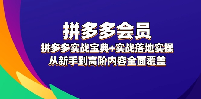 拼多多会员，拼多多实战宝典+实战落地实操，从新手到高阶内容全面覆盖-创业项目网