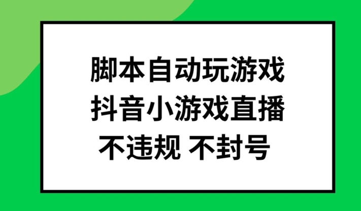 脚本自动玩游戏，抖音小游戏直播，不违规不封号可批量做-创业项目网