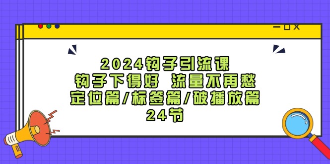 2024钩子引流课：钩子下得好 流量不再愁，定位篇/标签篇/破播放篇/24节-创业项目网