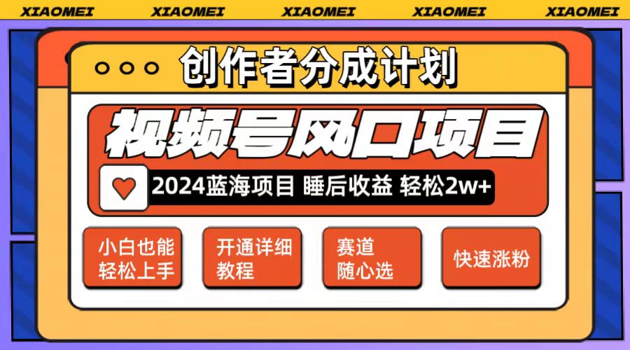 微信视频号大风口项目 轻松月入2w+ 多赛道选择，可矩阵，玩法简单轻松上手-创业项目网