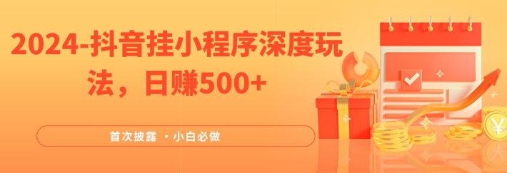 2024全网首次披露，抖音挂小程序深度玩法，日赚500+，简单、稳定，带渠道收入，小白必做-创业项目网