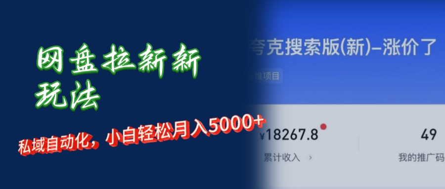 网盘拉新+私域运营，小白轻松月入5000+-创业项目网