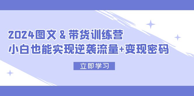 2024 图文+带货训练营，小白也能实现逆袭流量+变现密码-创业项目网