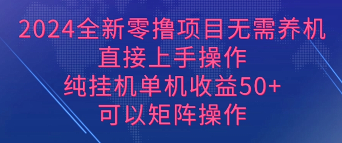 2024全新零撸项目，无需养机，直接上手操作 纯挂JI，单机收益50+，可以矩阵操作-创业项目网