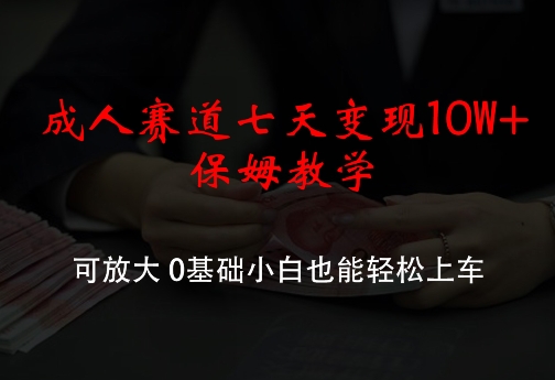 成人赛道七天变现10W+保姆教学，可放大，0基础小白也能轻松上车-创业项目网