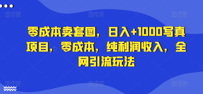 零成本卖套图，日入+1000写真项目，零成本，纯利润收入，全网引流玩法-创业项目网