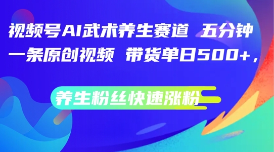 视频号AI武术养生赛道，五分钟一条原创视频，带货单日几张，养生粉丝快速涨粉-创业项目网