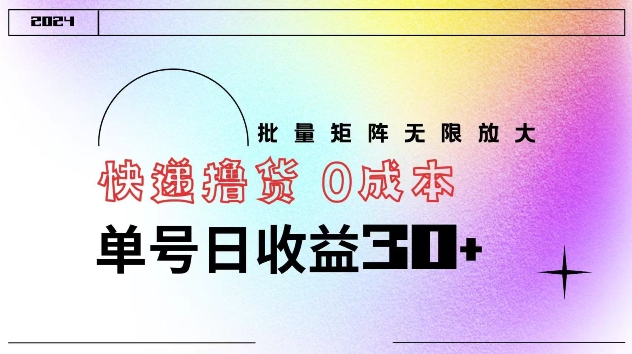 快递撸货 0成本 单号日收益30+ 批量矩阵可无限放大-创业项目网