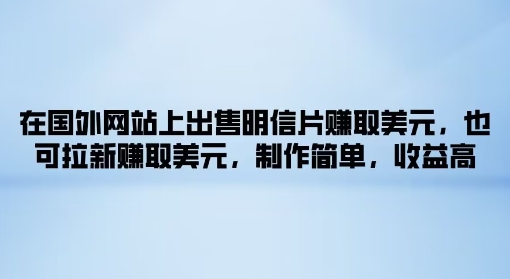 在国外网站上出售明信片赚取美元，也可拉新赚取美元，制作简单，收益高-创业项目网