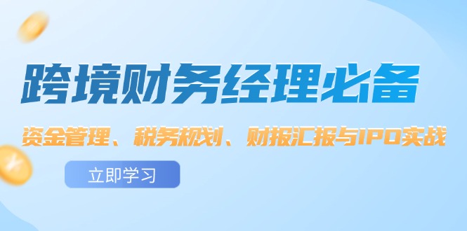 跨境财务经理必备：资金管理、税务规划、财报汇报与IPO实战-创业项目网