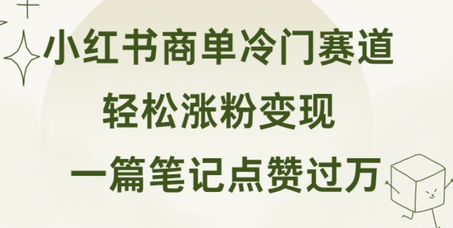 小红书商单冷门赛道 一篇笔记点赞过万 轻松涨粉变现-创业项目网