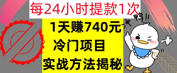 1天赚740元，24小时提款1次，冷门项目，实战方法公开-创业项目网