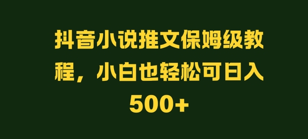 抖音小说推文保姆级教程，小白也轻松可日入500+-创业项目网