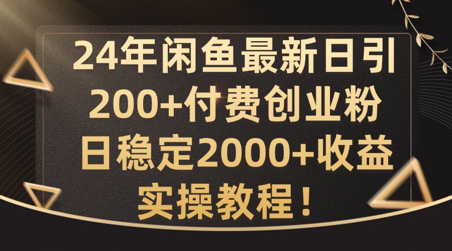 24年闲鱼最新日引200+付费创业粉日稳2000+收益，实操教程-创业项目网