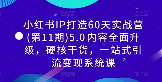 小红书IP打造60天实战营(第11期)5.0​内容全面升级，硬核干货，一站式引流变现系统课-创业项目网