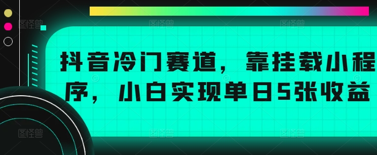 抖音冷门赛道，靠挂载小程序，小白实现单日5张收益-创业项目网