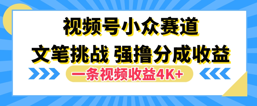 视频号新赛道之文笔挑战，强撸分成收益，一条视频赚了4K+-创业项目网